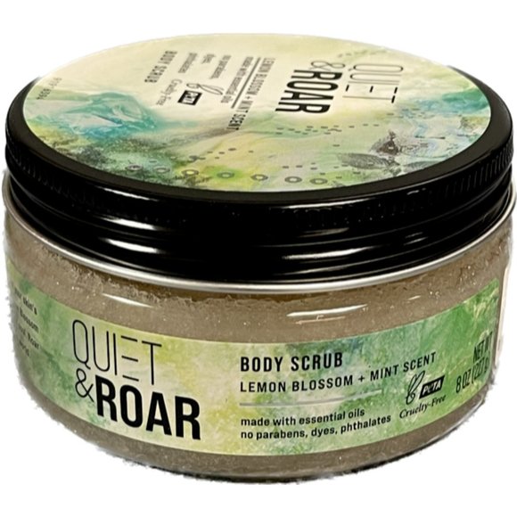 Quiet & Roar Lemon Blossom + Mint Scent Body Scrub with Essential Oils 8 oz NEW - Picture 4 of 6
